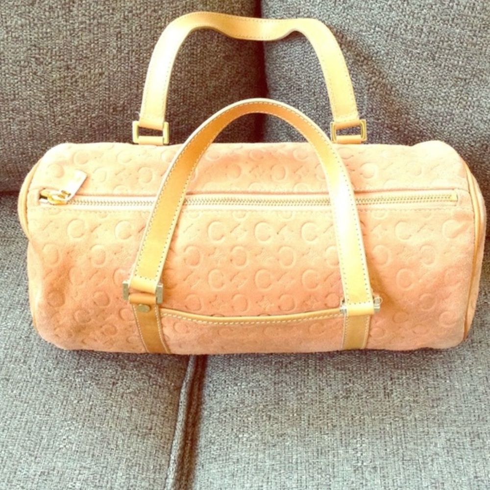 Vintage Celine Monogram Suede Peach Bag